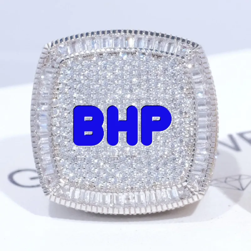 CUSTOM LETTER 3D ICED RING sold by The GUU Shop