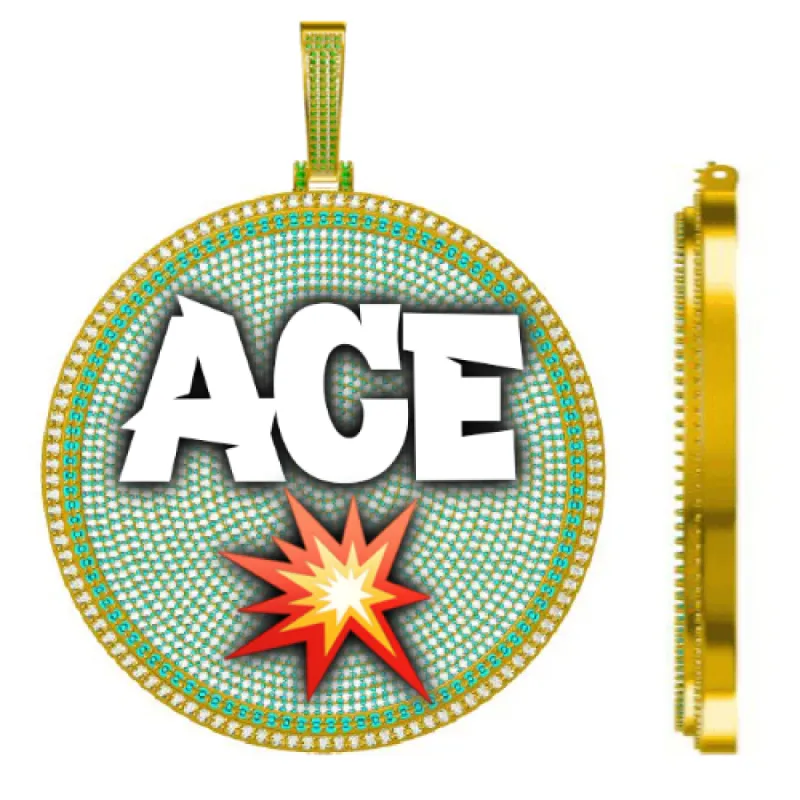 CUSTOM LETTER NECKLACE 3D BIG DISC sold by The GUU Shop