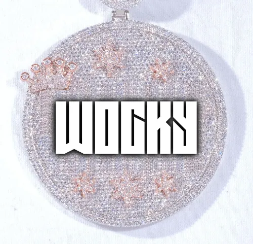 CUSTOM LETTER NECKLACE 3D BIG CROWN DISC sold by The GUU Shop