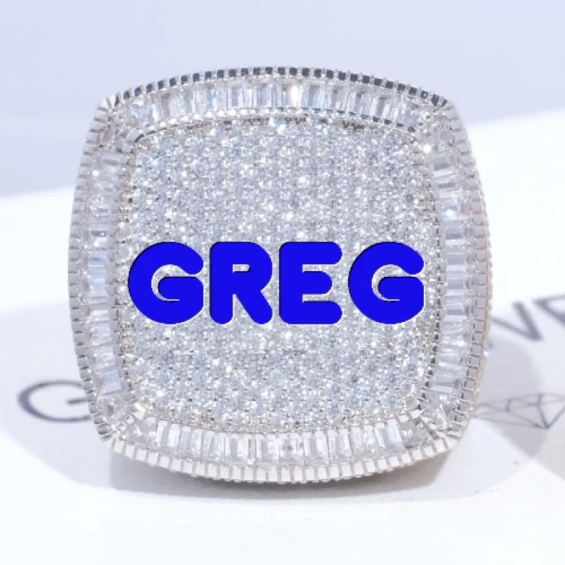 CUSTOM LETTER 3D ICED RING sold by The GUU Shop