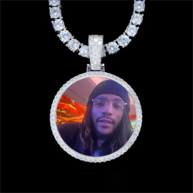 925S & VVS Moissanite 3D Circle Custom Picture Pendant sold by The GUU Shop