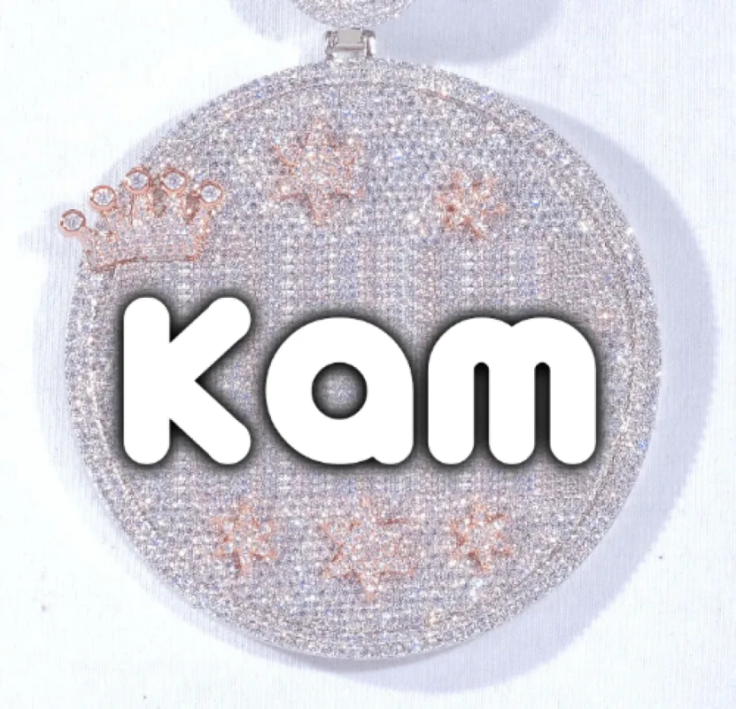 CUSTOM LETTER NECKLACE 3D BIG CROWN DISC sold by The GUU Shop