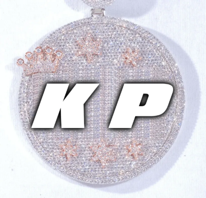 CUSTOM LETTER NECKLACE 3D BIG CROWN DISC sold by The GUU Shop