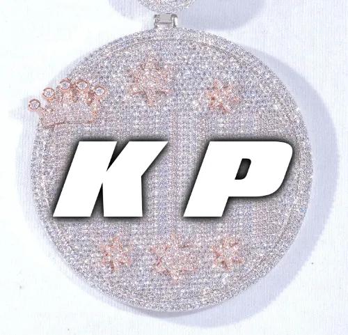 CUSTOM LETTER NECKLACE 3D BIG CROWN DISC sold by The GUU Shop