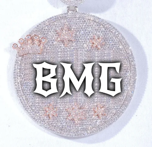 CUSTOM LETTER NECKLACE 3D BIG CROWN DISC sold by The GUU Shop