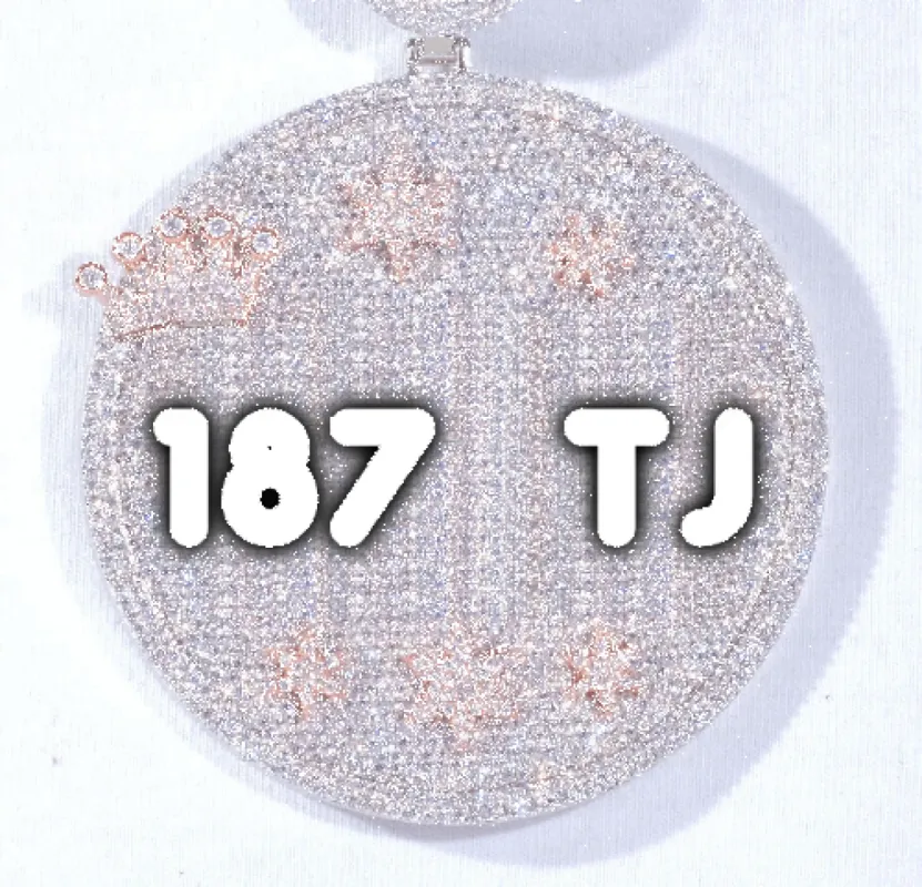 CUSTOM LETTER NECKLACE 3D BIG CROWN DISC sold by The GUU Shop