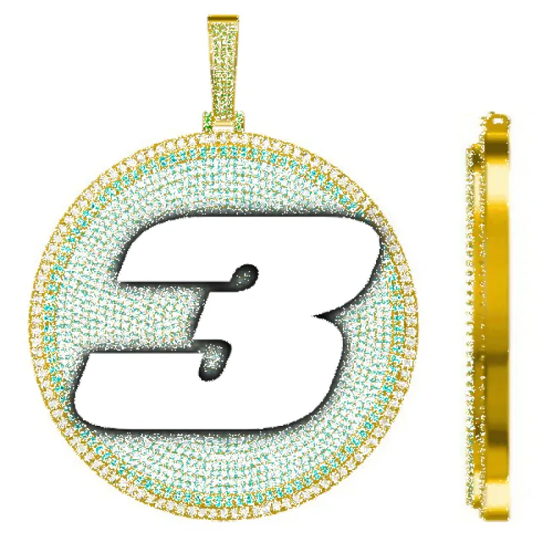 CUSTOM LETTER NECKLACE 3D BIG DISC sold by The GUU Shop