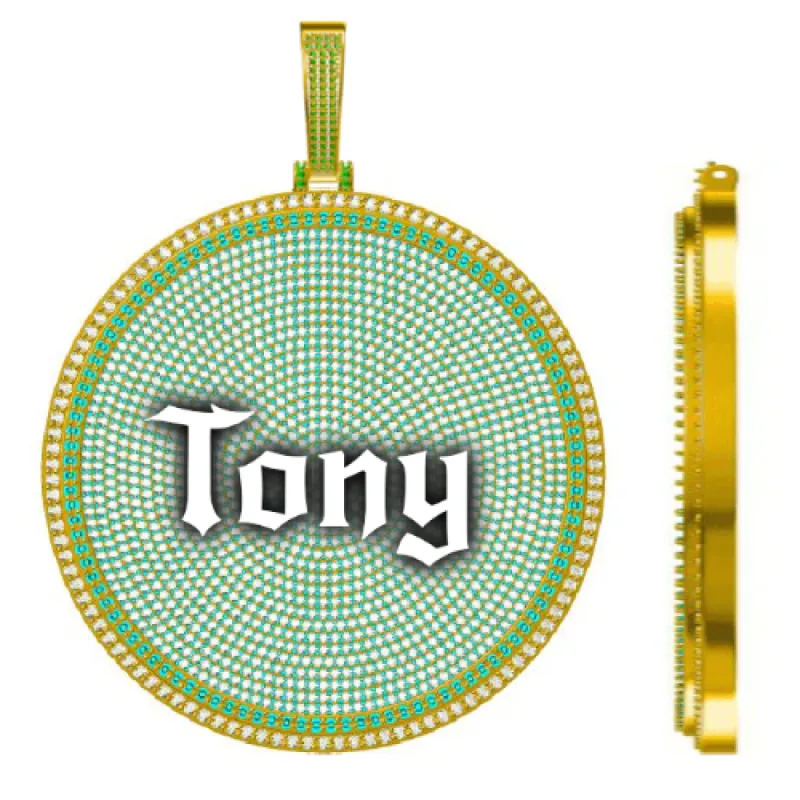 CUSTOM LETTER NECKLACE 3D BIG DISC sold by The GUU Shop