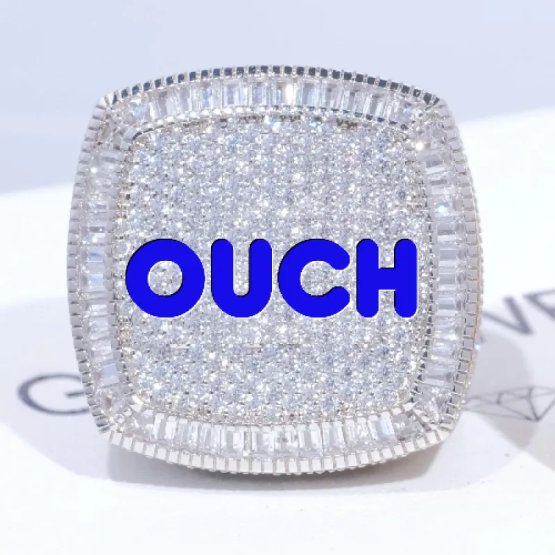 CUSTOM LETTER 3D ICED RING made by The GUU Shop