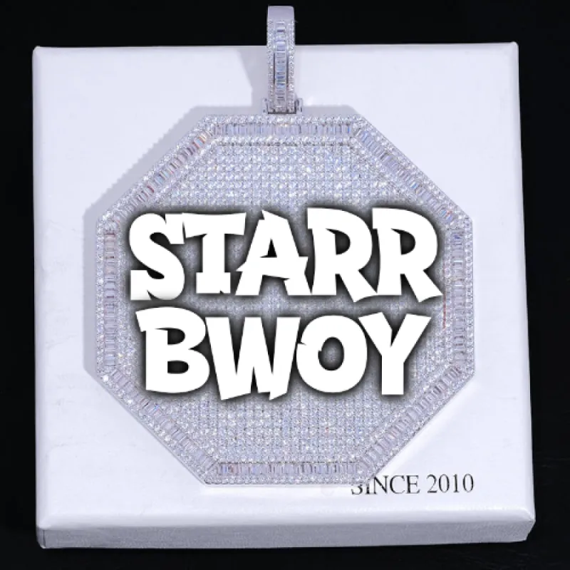 CUSTOM LETTER NECKLACE 3D BIG OCTAGON sold by The GUU Shop