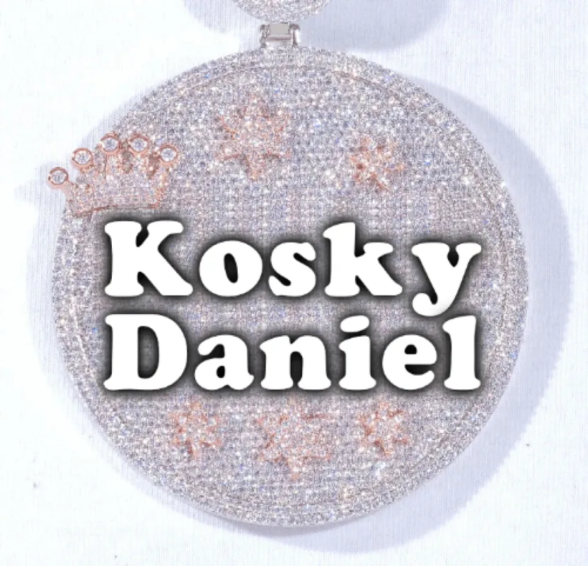 CUSTOM LETTER NECKLACE 3D BIG CROWN DISC sold by The GUU Shop