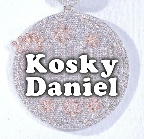 CUSTOM LETTER NECKLACE 3D BIG CROWN DISC sold by The GUU Shop