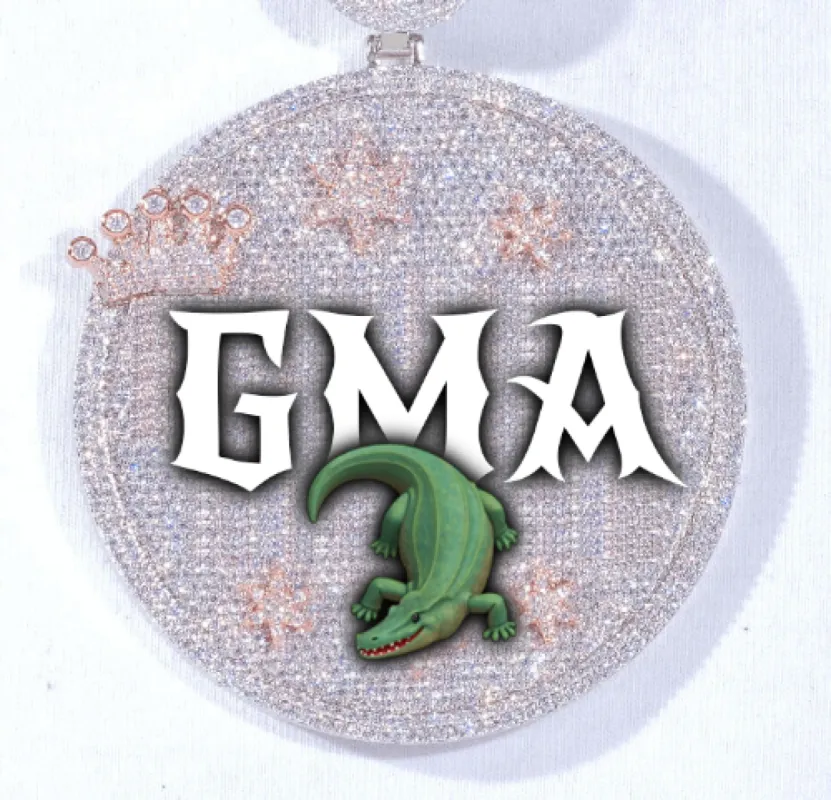 CUSTOM LETTER NECKLACE 3D BIG CROWN DISC sold by The GUU Shop