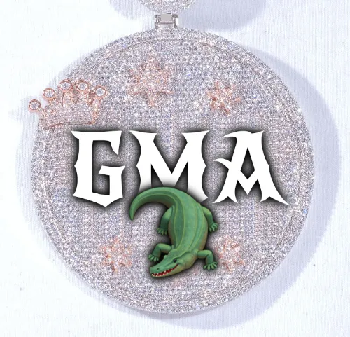 CUSTOM LETTER NECKLACE 3D BIG CROWN DISC sold by The GUU Shop