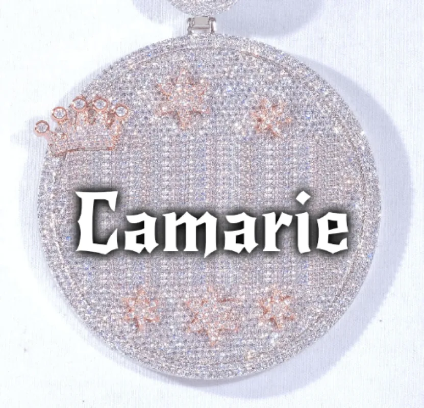 CUSTOM LETTER NECKLACE 3D BIG CROWN DISC sold by The GUU Shop