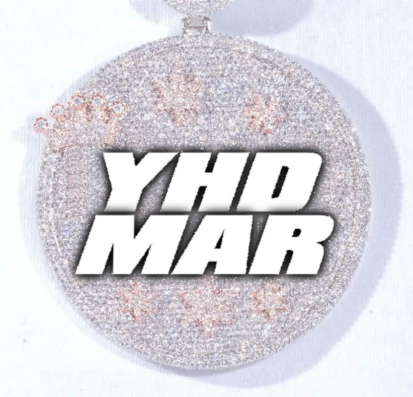 CUSTOM LETTER NECKLACE 3D BIG CROWN DISC sold by The GUU Shop