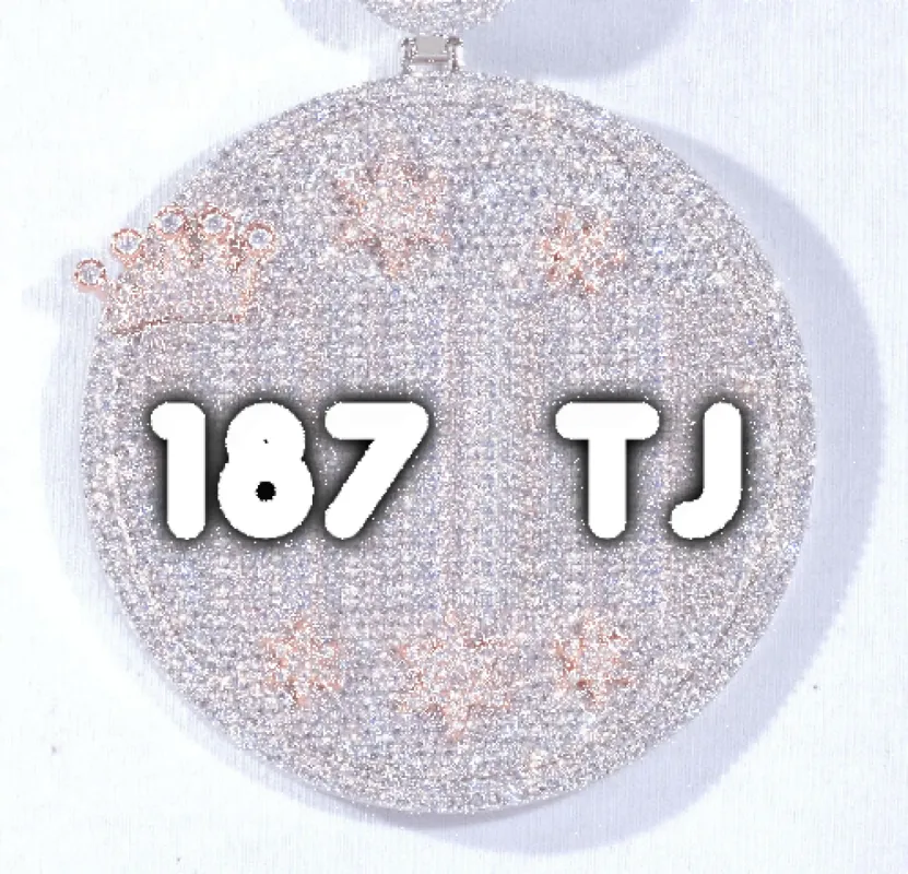 CUSTOM LETTER NECKLACE 3D BIG CROWN DISC sold by The GUU Shop