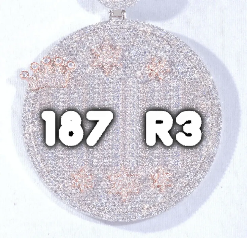 CUSTOM LETTER NECKLACE 3D BIG CROWN DISC sold by The GUU Shop