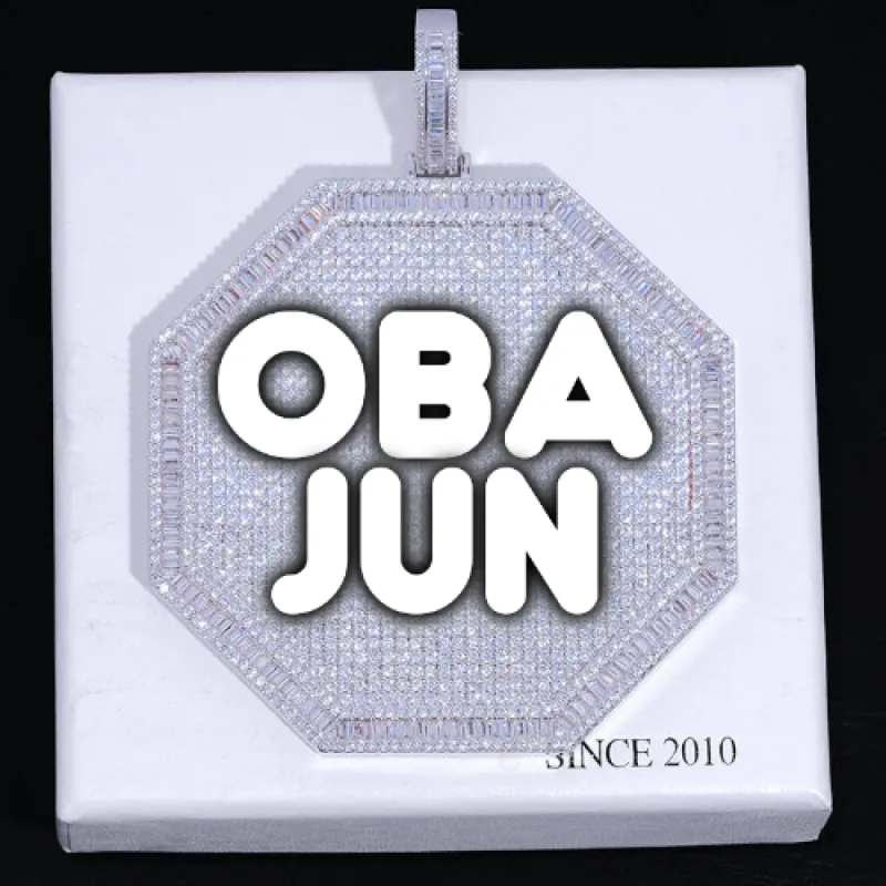 CUSTOM LETTER NECKLACE 3D BIG OCTAGON sold by The GUU Shop