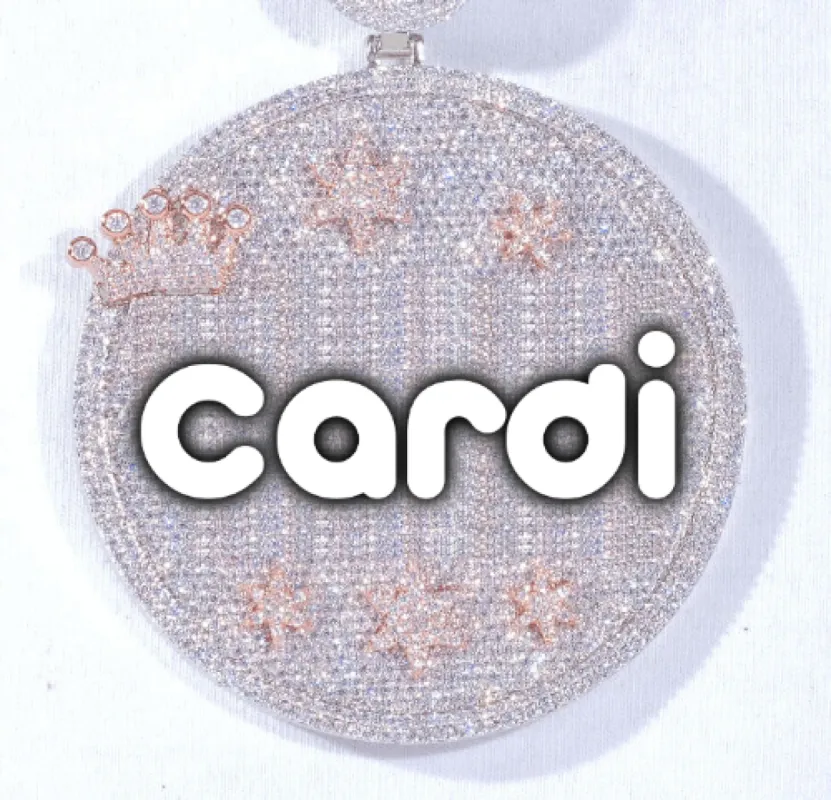 CUSTOM LETTER NECKLACE 3D BIG CROWN DISC sold by The GUU Shop