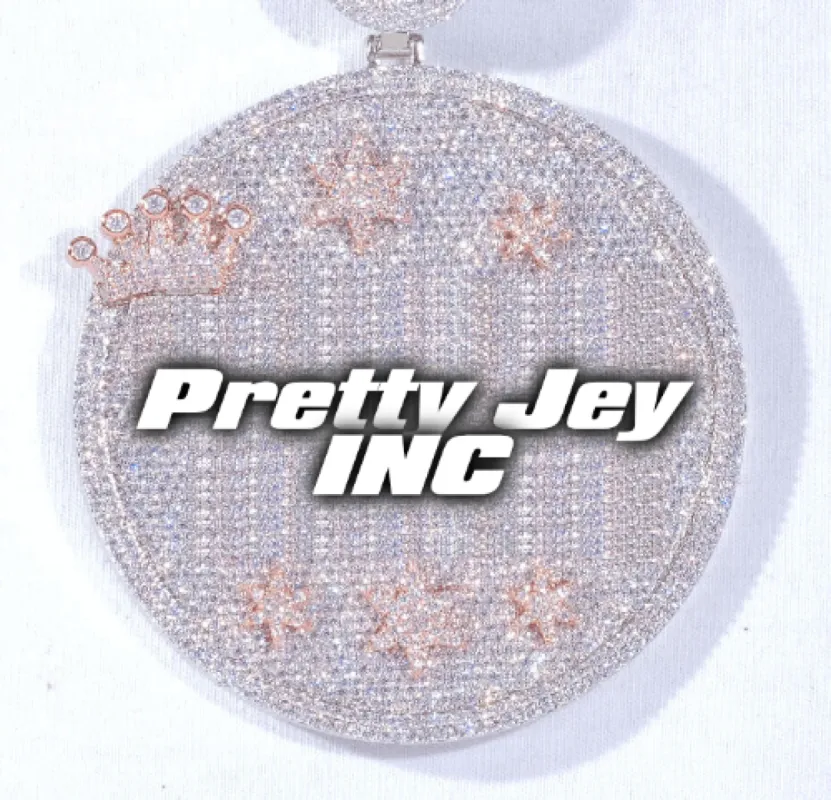 CUSTOM LETTER NECKLACE 3D BIG CROWN DISC sold by The GUU Shop