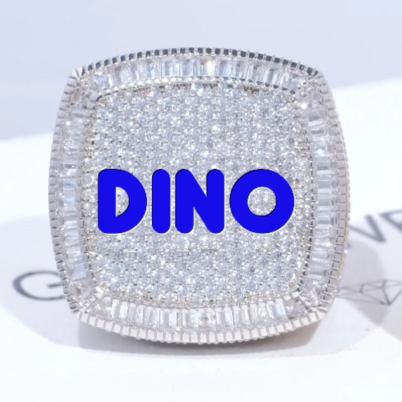 CUSTOM LETTER 3D ICED RING sold by The GUU Shop