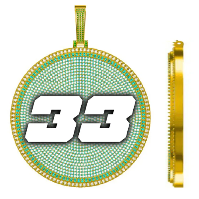 CUSTOM LETTER NECKLACE 3D BIG DISC sold by The GUU Shop