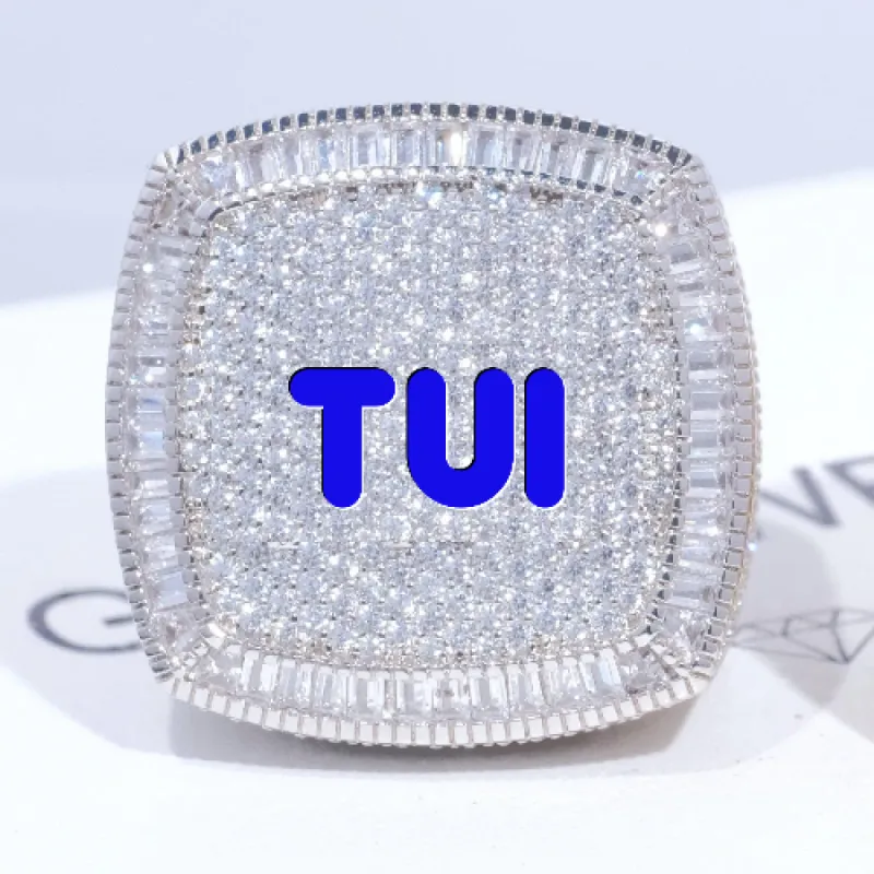 CUSTOM LETTER 3D ICED RING sold by The GUU Shop