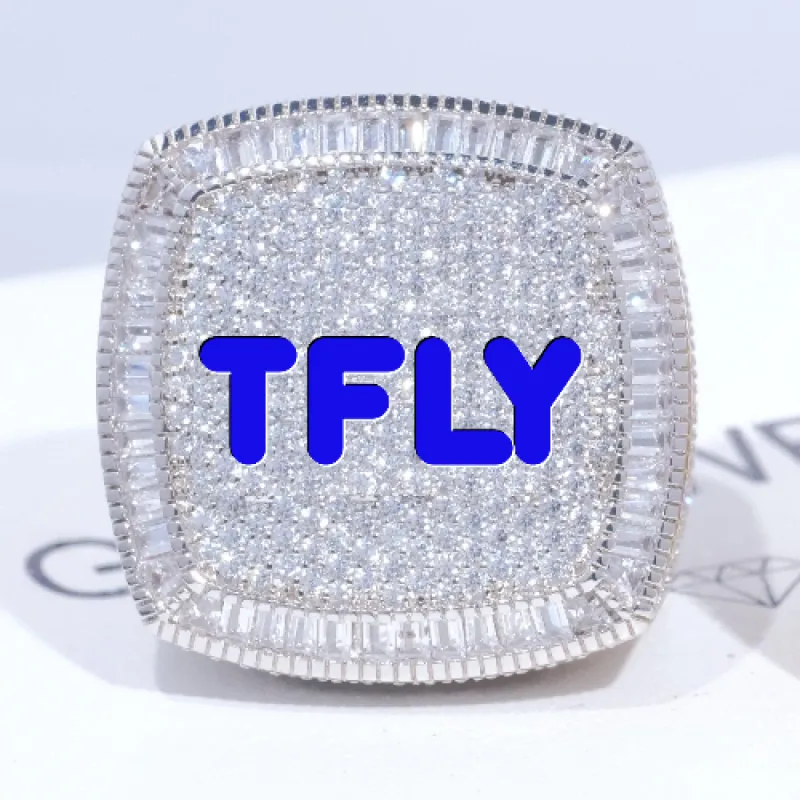 CUSTOM LETTER 3D ICED RING sold by The GUU Shop