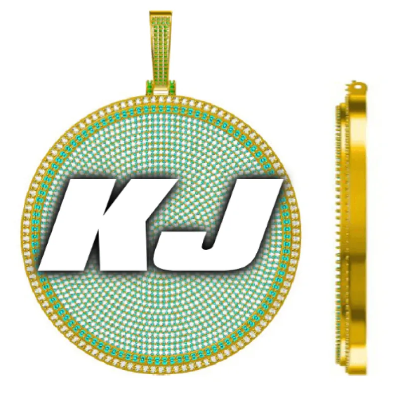 CUSTOM LETTER NECKLACE 3D BIG DISC sold by The GUU Shop