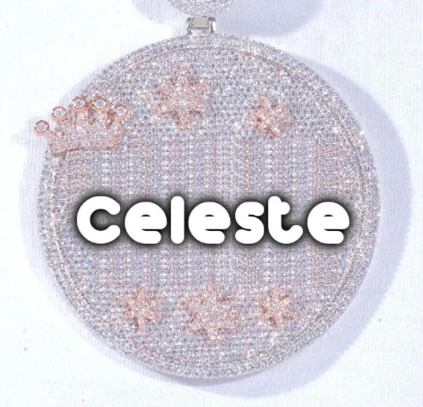 CUSTOM LETTER NECKLACE 3D BIG CROWN DISC sold by The GUU Shop