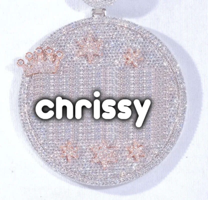 CUSTOM LETTER NECKLACE 3D BIG CROWN DISC sold by The GUU Shop