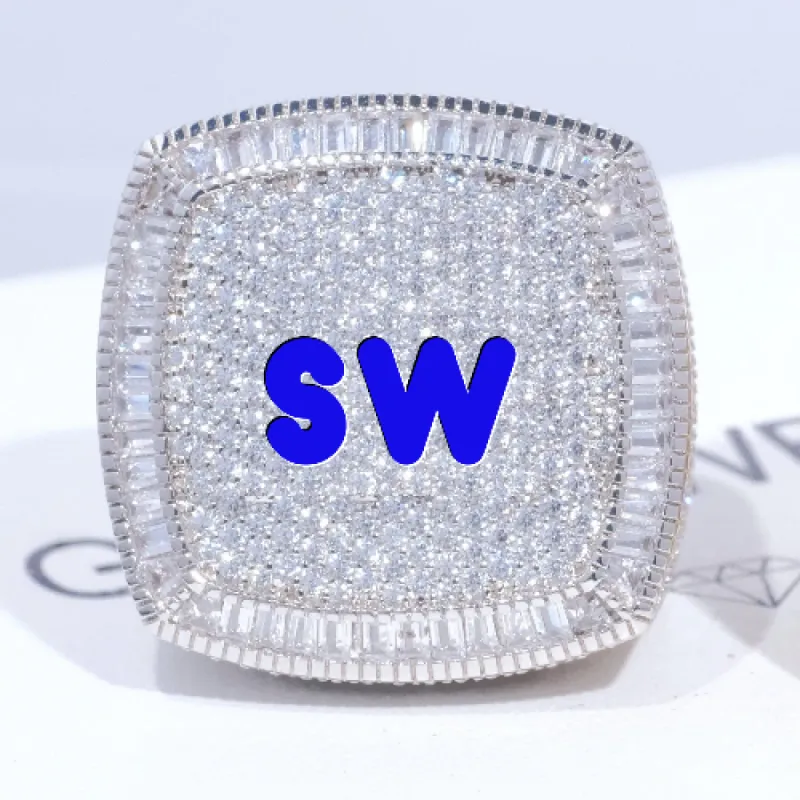 CUSTOM LETTER 3D ICED RING sold by The GUU Shop