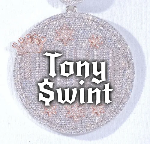 CUSTOM LETTER NECKLACE 3D BIG CROWN DISC sold by The GUU Shop