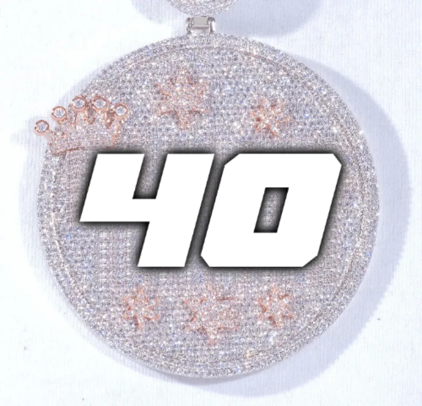 CUSTOM LETTER NECKLACE 3D BIG CROWN DISC sold by The GUU Shop