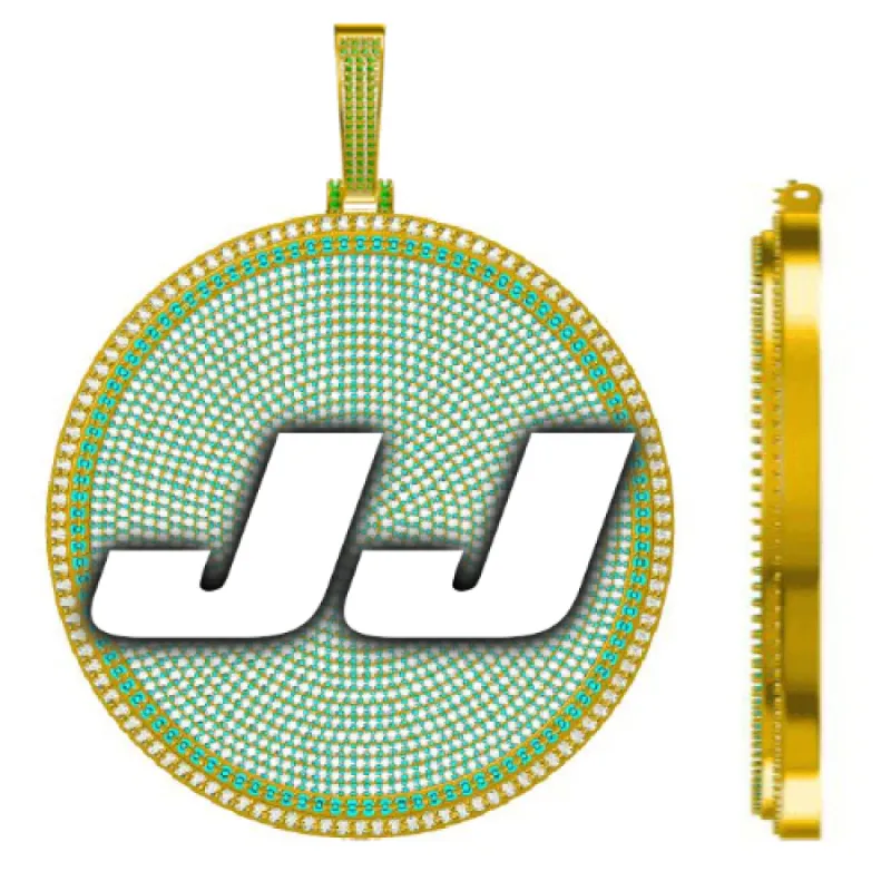 CUSTOM LETTER NECKLACE 3D BIG DISC sold by The GUU Shop