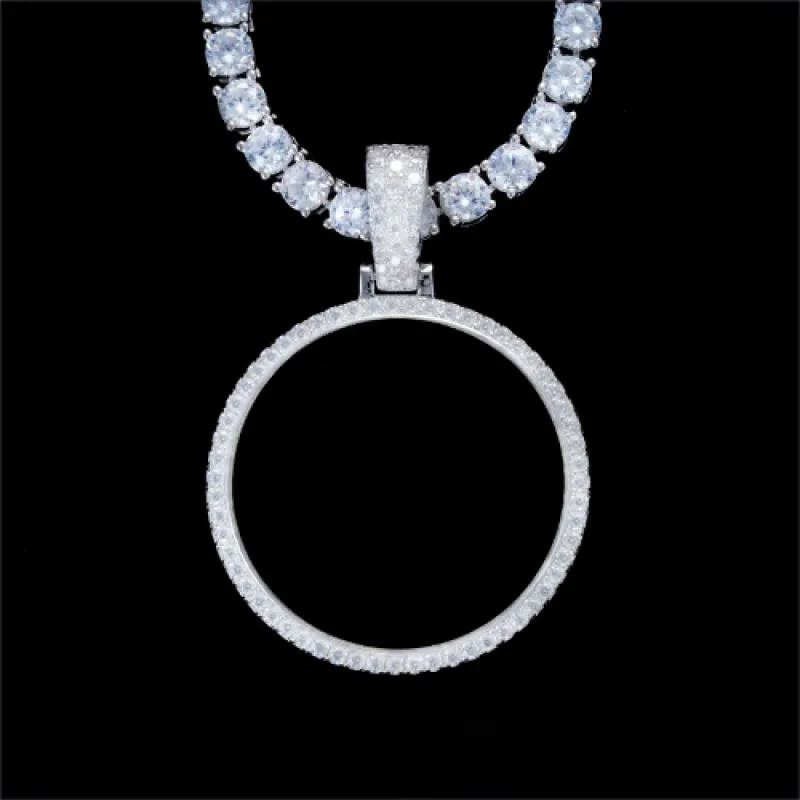 925S & VVS Moissanite 3D Circle Custom Picture Pendant made by The GUU Shop