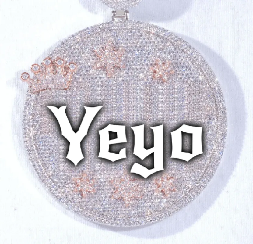 CUSTOM LETTER NECKLACE 3D BIG CROWN DISC sold by The GUU Shop