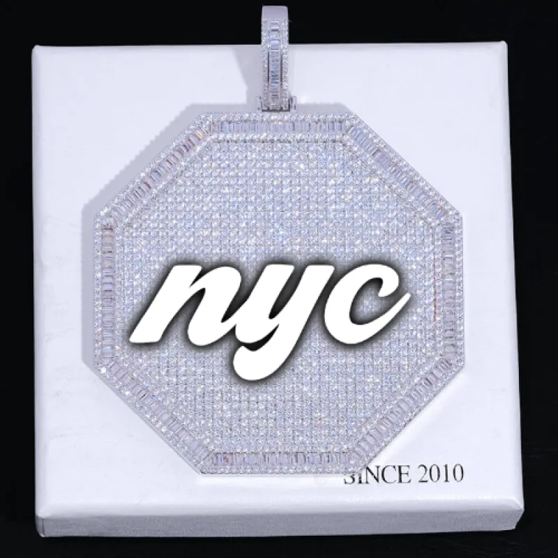 CUSTOM LETTER NECKLACE 3D BIG OCTAGON sold by The GUU Shop