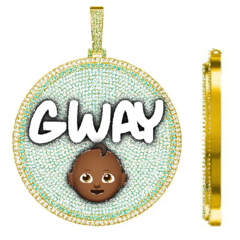 CUSTOM LETTER NECKLACE 3D BIG DISC sold by The GUU Shop