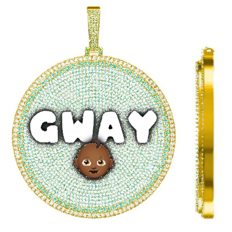 CUSTOM LETTER NECKLACE 3D BIG DISC sold by The GUU Shop