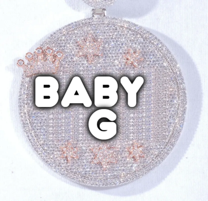 CUSTOM LETTER NECKLACE 3D BIG CROWN DISC sold by The GUU Shop