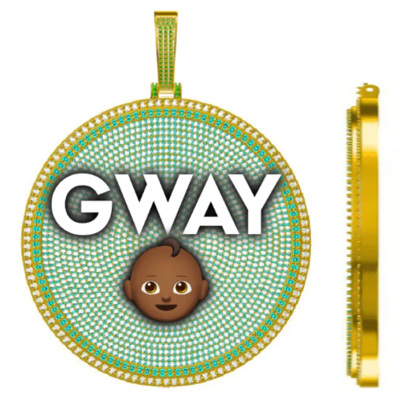 CUSTOM LETTER NECKLACE 3D BIG DISC sold by The GUU Shop