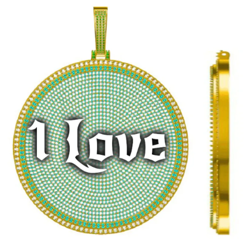 CUSTOM LETTER NECKLACE 3D BIG DISC sold by The GUU Shop