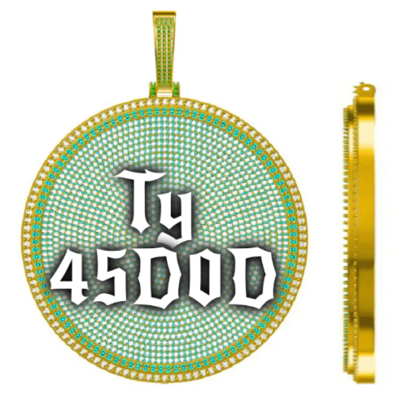 CUSTOM LETTER NECKLACE 3D BIG DISC sold by The GUU Shop