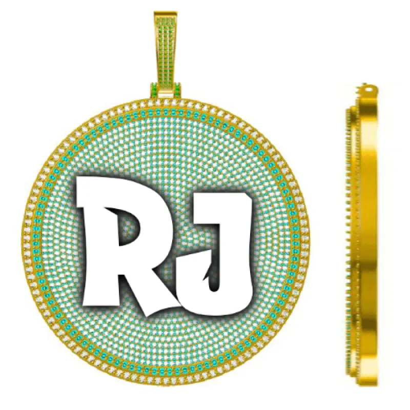 CUSTOM LETTER NECKLACE 3D BIG DISC sold by The GUU Shop