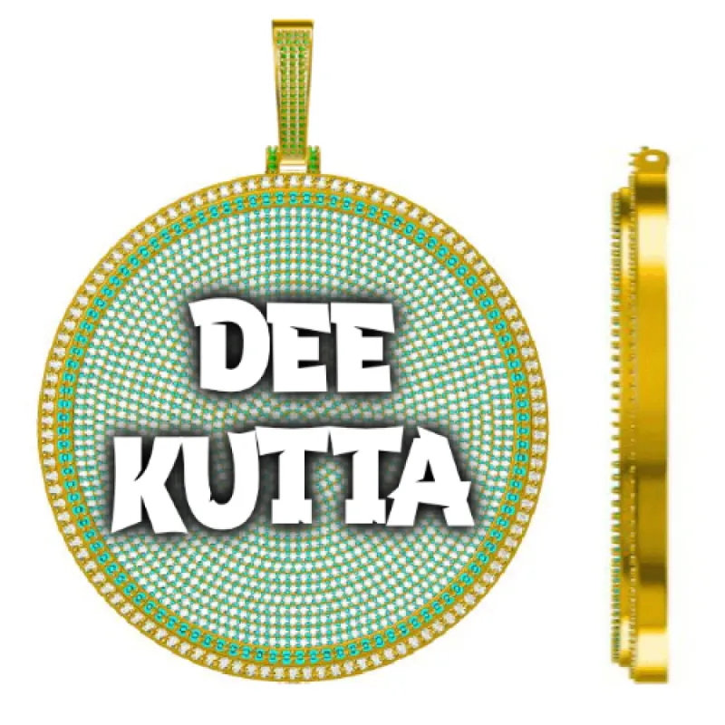 CUSTOM LETTER NECKLACE 3D BIG DISC sold by The GUU Shop