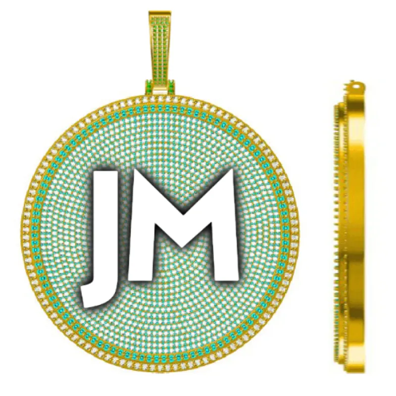 CUSTOM LETTER NECKLACE 3D BIG DISC sold by The GUU Shop