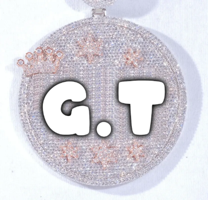 CUSTOM LETTER NECKLACE 3D BIG CROWN DISC sold by The GUU Shop