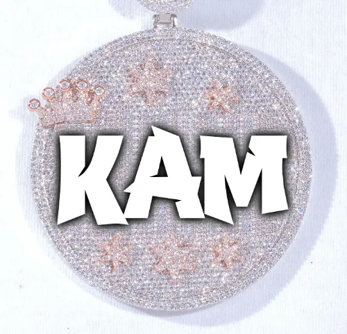 CUSTOM LETTER NECKLACE 3D BIG CROWN DISC sold by The GUU Shop